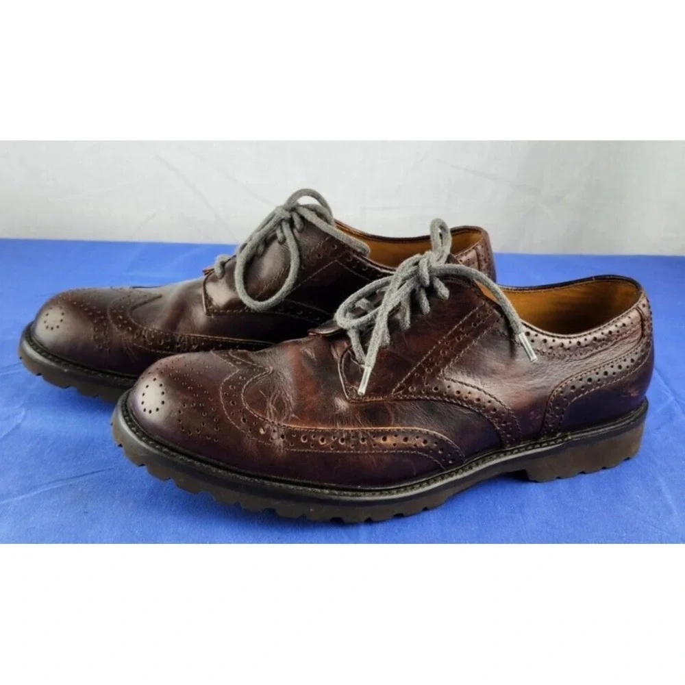 Orvis Oxford‎ Brogue Leather Shoes Brown Vibram Gemlite Sole Size 10M